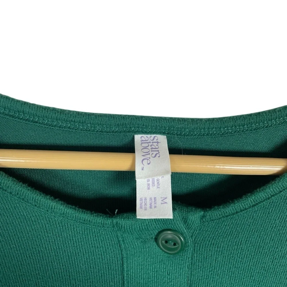 Stars Above Women’s Cozy Henley Pajama Set in Green Size M